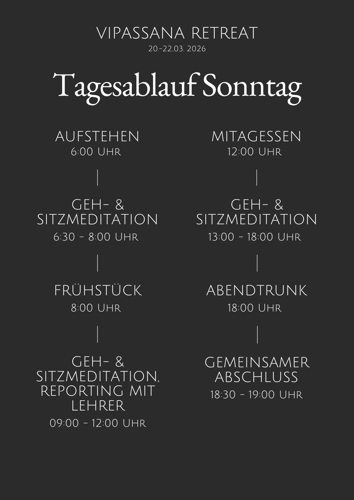Tagesablauf Sonntag